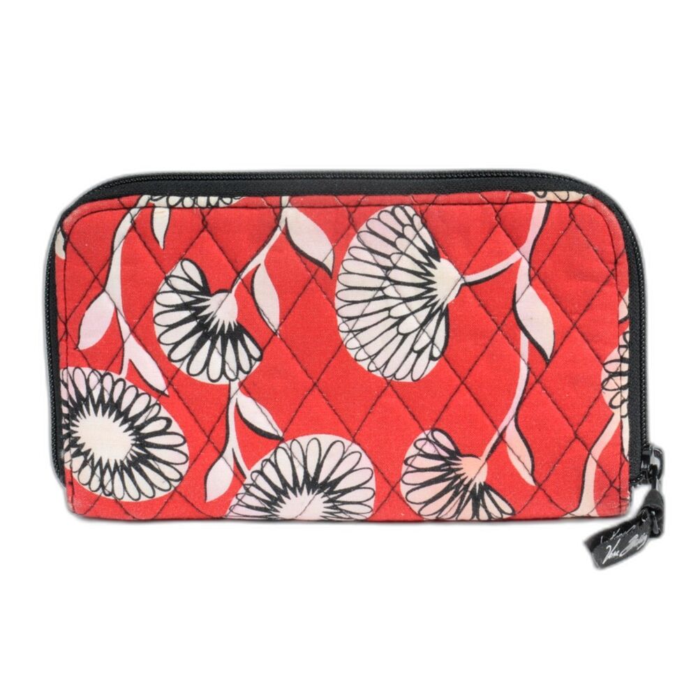 Vera Bradley Red Zip Around Wallet Deco Daisy 2011